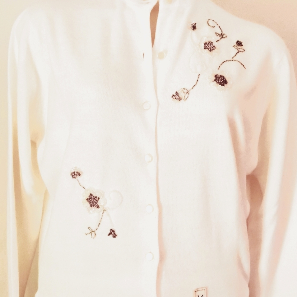 White Embroidered Cardigan